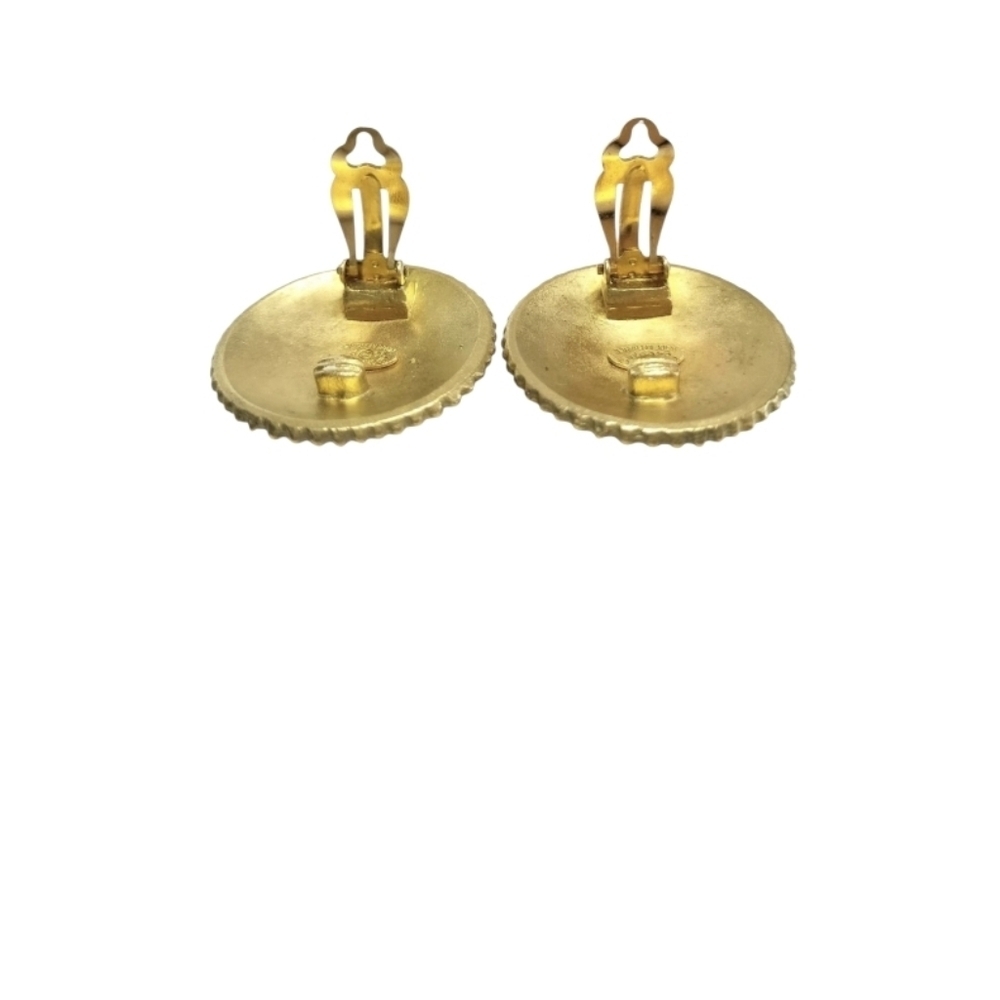 CHANEL Gold Button Earrings - Picture 6 of 8